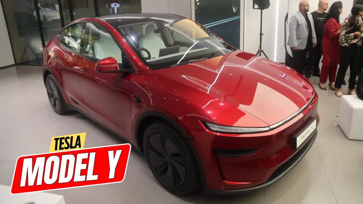 Tesla Model Y displayed in Tesla India showroom in Mumbai, 2025